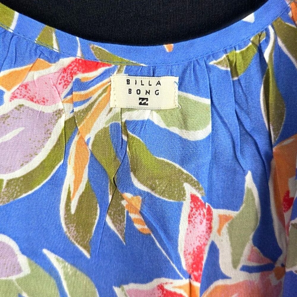 Billabong Womens Sunny Daze Mini Dress XL Blue Floral Sleeveless Relaxed NWT - Picture 5 of 7